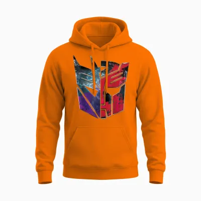 Transformers: War for Cybertron Decepticon Autobot Split Unisex Hoodie - Safety Orange