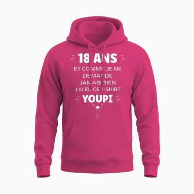 Idée Nul Humour 18 Ans Rigolo Drôle Anniversaire 18 Ans Unisex Hoodie - Heliconia