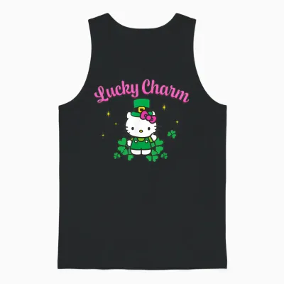 Hello Kitty St. Patrick's Day Lucky Charm Leprechaun Outfit Unisex Tank Top - Black