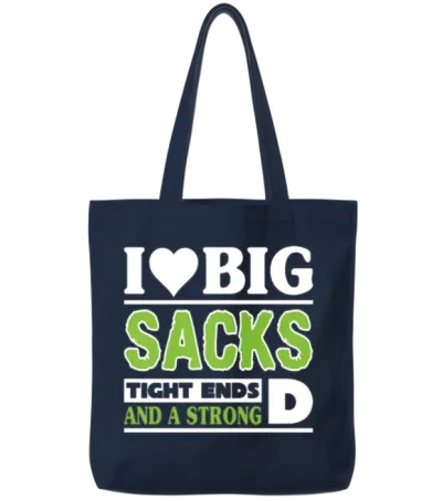 Heart Big Sacks Tight Ends Strong D Funny Tote Bags - Navy