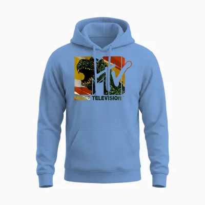 Mademark X Mtv - Mtv Logo Monster Will Eat You Vintage Graphic Men & Women Unisex Hoodie - Carolina Blue