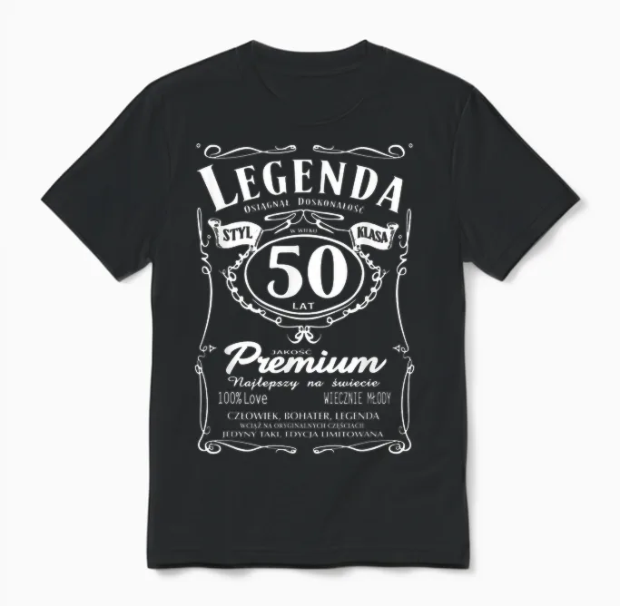 50 Urodziny 50 Lat Polska Koszulka Urodzinowa Prezent Polish Unisex T-Shirt in Black