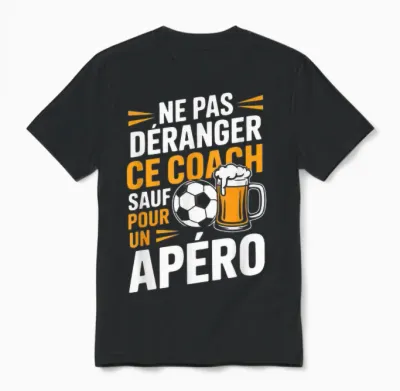 Coach Foot Apéro Homme Humour Idée Cadeau Drôle Bière Unisex T-Shirt - Black
