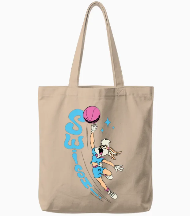 Looney Tunes Lola Bunny Swish! Basketball Design Tote Bags in Natural