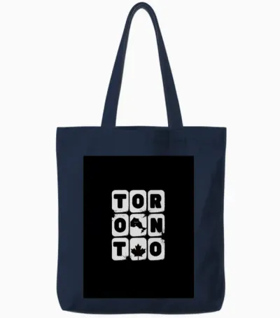 Toronto Explore Travel Illustrative Quote Tote Bags - Navy