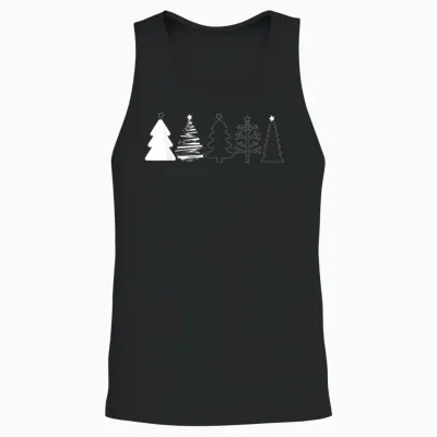 Rustic Christmas Trees Winter Forest Minimalist Unisex Tank Top - Black