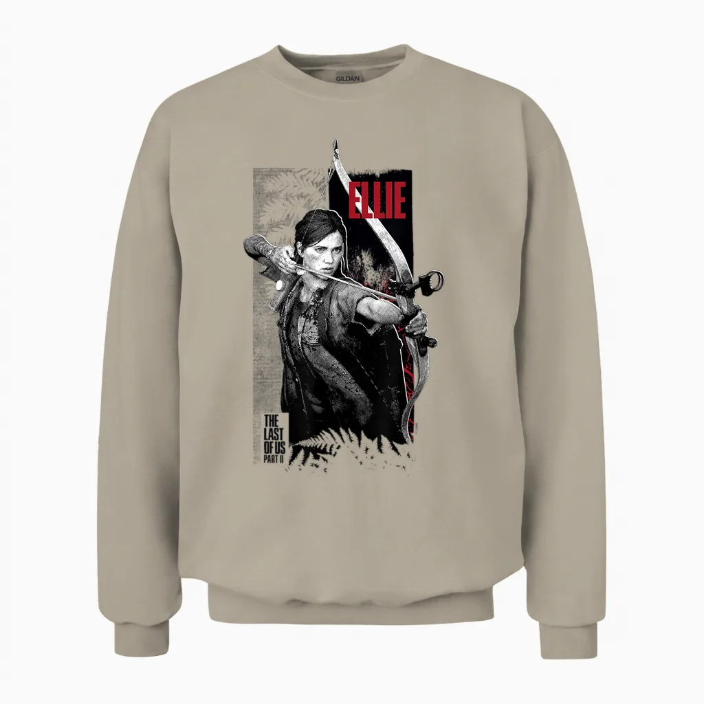 The Last of Us Part Ii Ellie Ready Fot Figfht Chest Poster T-Shirt, Black, S Unisex Sweatshirt in Sand