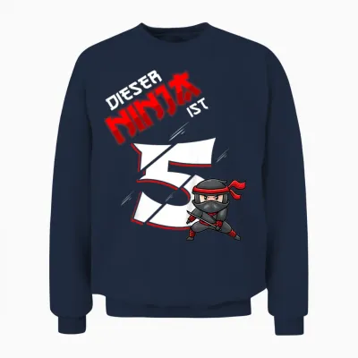 Fünfter Geburtstag Junge 5 Jahre Alt Fünfjähriger Ninja Unisex Sweatshirt - Navy