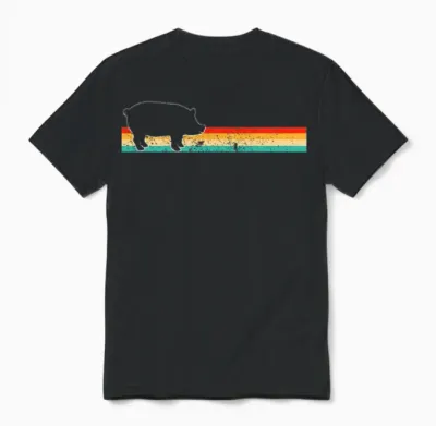 Pig Retro Unisex T-Shirt - Black