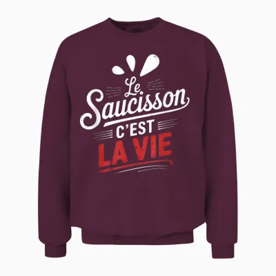 Sausage Is Funny Life Shirt T-Shirt, Black, S Unisex Sweatshirt - Maroon