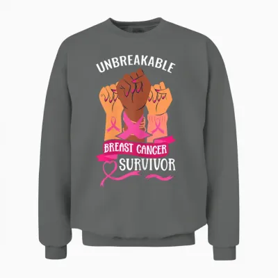 Womens Breast Cancer Awareness Breast Cancer Survi Unisex Sweatshirt - Graphite Heather