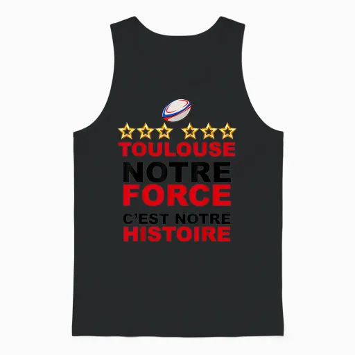 Toulouse Rugby Ball 6 Stars Notre Force Supporter T-Shirt, White, S Unisex Tank Top - Black