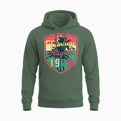 1970 August Retro Unisex Hoodie - Military Green