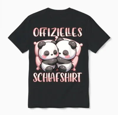 Official Sleepshirt Panda Night Shirt Girls Sleeping T-Shirt, Black Unisex T-Shirt - Black