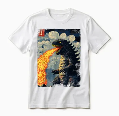 Scary Movie Graphic Kaiju Japanese Vintage Funny Unisex T-Shirt - White