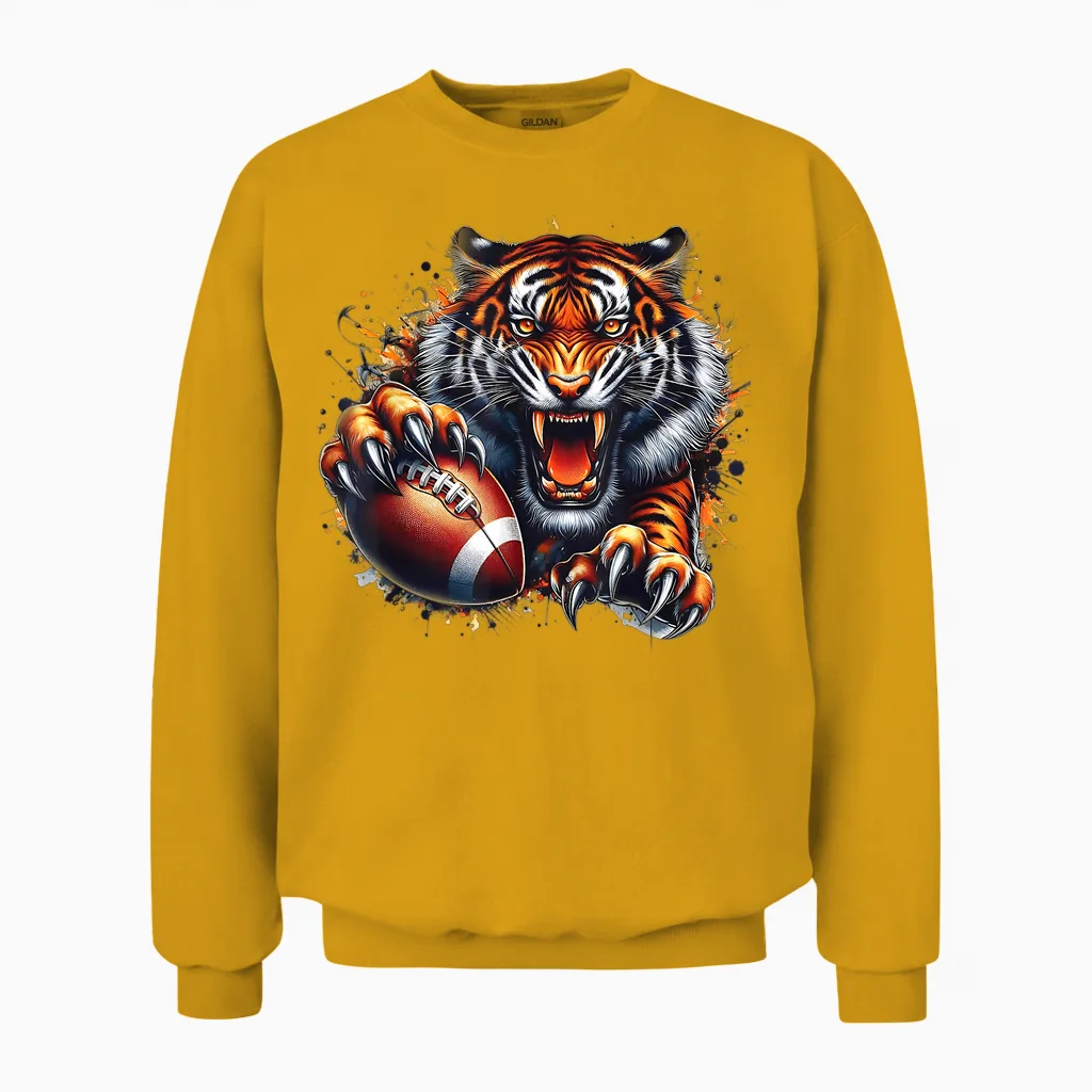 Touchdown American Football Game Day Thanksgiving Tiger Cool Unisex Sweatshirt in Gold