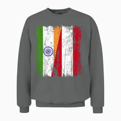 Indien, österreich, Halbe Flagge, Indien, österreichisches Unisex Sweatshirt - Graphite Heather
