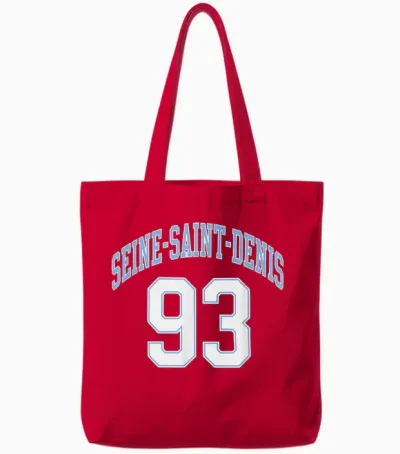 Seine-Saint-Denis 93 T-Shirt, Black, S Tote Bags - Red