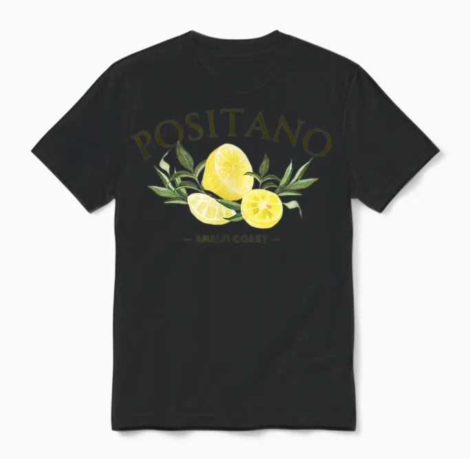 Positano Lemons, Italy - Souvenirs - Amalfi Coast Vibes T-Shirt, White, S Unisex T-Shirt in Black
