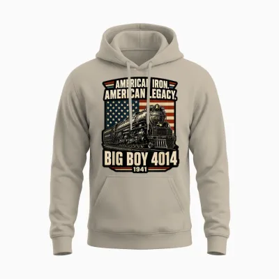 Big Boy 4014 Steam Locomotive Vintage American Railroad Unisex Hoodie - Sand