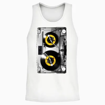Cassette Tape Vinyl Record Dj Turntable Unisex Tank Top - White