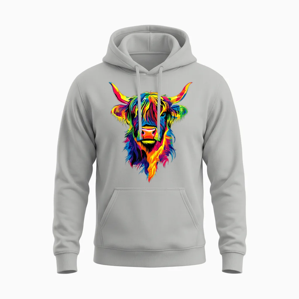 Cow Highland Cow Highland Cow Farmer Beef Farm Cute Cows Unisex Hoodie in Ash