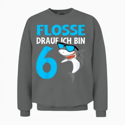 Kinder Geburtstagsshirt Hai Flosse Drauf 6 Jahre Junge 6 Geburtstag Unisex Sweatshirt - Graphite Heather