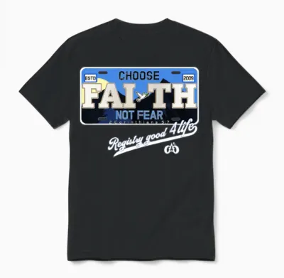 Choose Faith Not Fear License Plate Unisex T-Shirt - Black