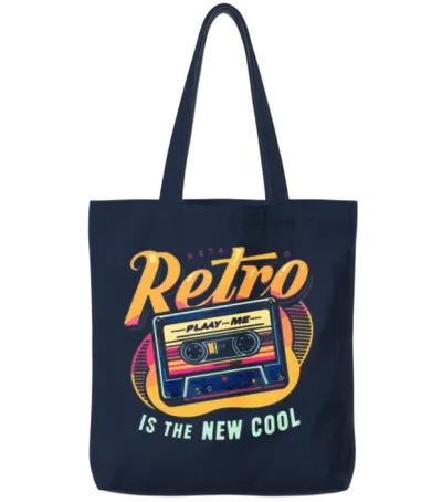 Retro Cool Cassette Tote Bags - Navy