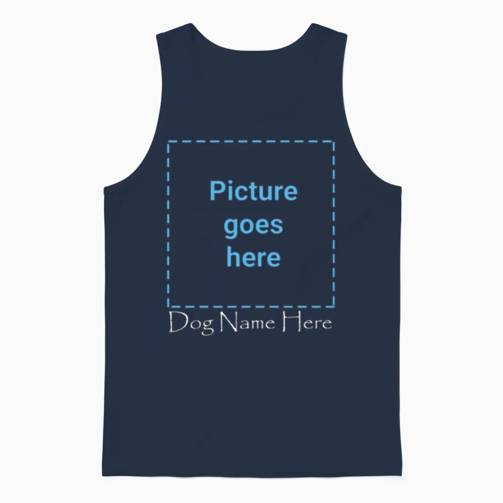 Personalized Gifts Customized Photo Text Dog Tees Unisex Tank Top in Navy