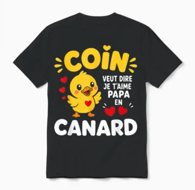 Enfant Coin Fête Des Pères Humour Canard Je T'aime Papa Unisex T-Shirt - Black