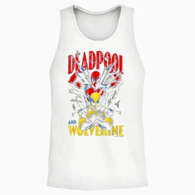 Marvel Deadpool & Wolverine Iconic Buds Retro Big Unisex Tank Top - White