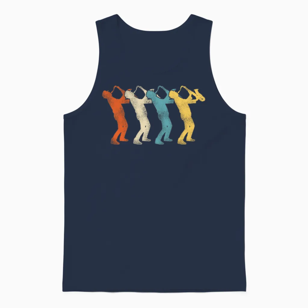 Saxophone Retro Vintage Unisex Tank Top - Navy