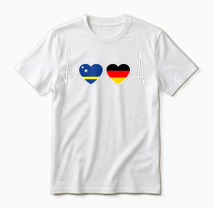 Curaçao Deutschland Herzschlag Flagge Unisex T-Shirt in White