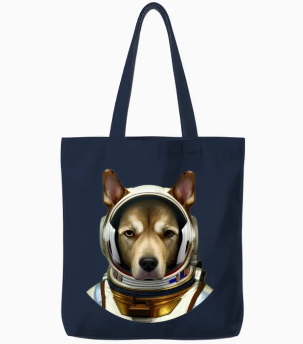 Astronauts Mission Dog Lovers Gift Tote Bags in Navy