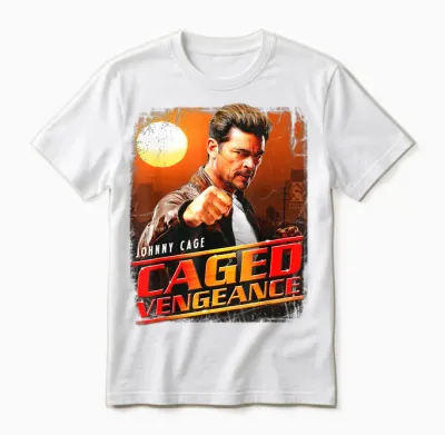 Mortal Kombat 2 Johnny Cage Caged Vengeance Unisex T-Shirt - White