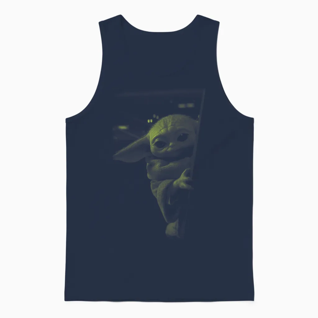 Star Wars: the Mandalorian Grogu Watching Unisex Tank Top in Navy