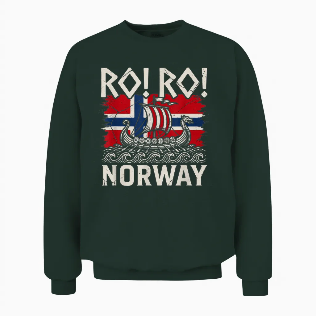 Ro Ro Norwegian Viking Ship Norway Flag Culture Row Country Unisex Sweatshirt in Forest
