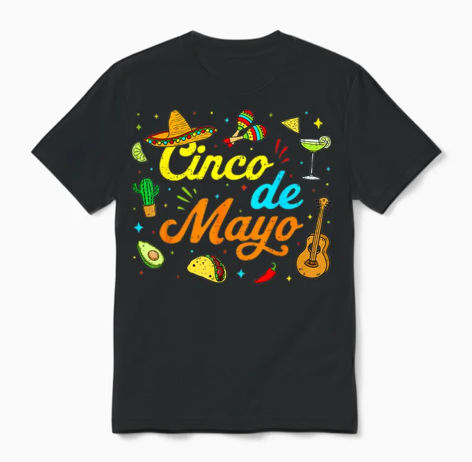 Cinco De Mayo Mexican Party 5 De Mayo Fiesta Men Women Unisex T-Shirt in Black