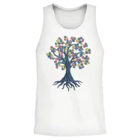 Autism Awareness Tree Puzzles Embrodery Effect Unisex Tank Top - White – 2