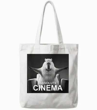 Capybara Absolute Cinema Meme Humour Tote Bags - White