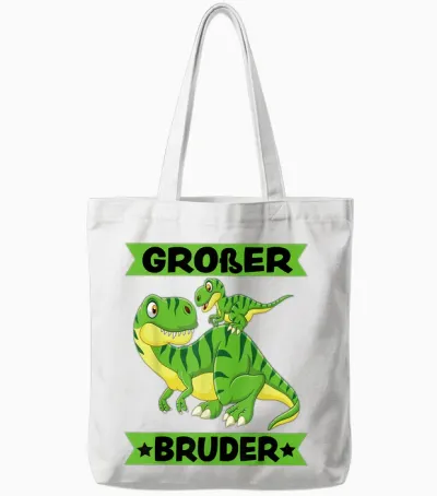 Dinosaur Big Brother 2025 Cute T-Rex Dino Tote Bags - White