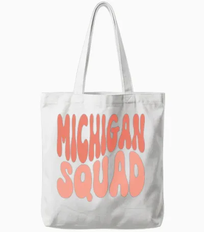 Michigan Squad Cute Retro Tote Bags - White