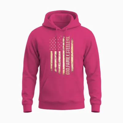 God Family Steelers Pro Us American Flag Father's Day Unisex Hoodie - Heliconia
