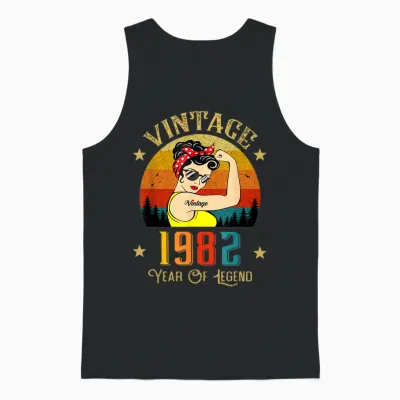 Vintage 1982 Geburtstag Frauen 44 Jahre Alt Lustig Vintage 1982 Unisex Tank Top - Black