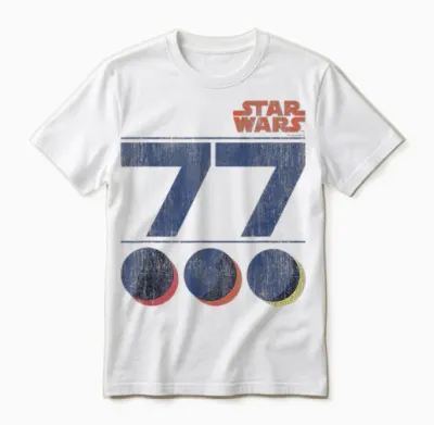 Star Wars Retro 77 Death Star T-Shirt, White Unisex T-Shirt - White