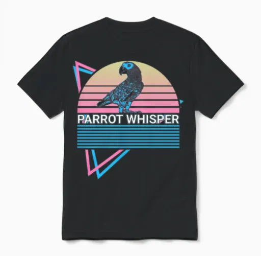 Parrot Whisperer Cockatiel Retro Unisex T-Shirt in Black