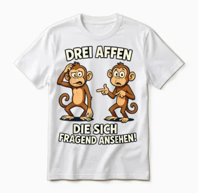 Drei Affen Die Sich Fragend Ansehen Sarkasmus Ironisches Unisex T-Shirt - White