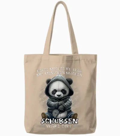 Heute Möchte Ich Was Mit Menschen Machen Schubsen Wäre Toll T-Shirt, Black Tote Bags - Natural