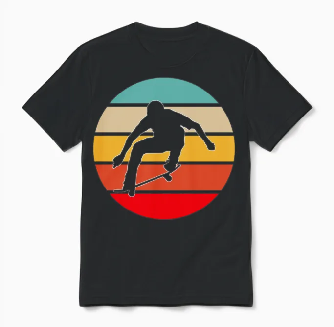 Skate Retro Unisex T-Shirt in Black